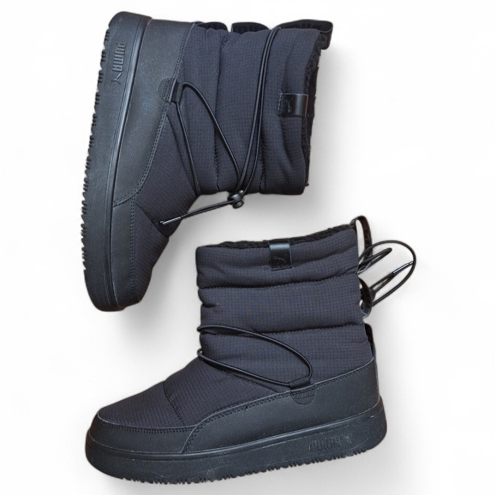 Puma Womens Snowbae Boots Black Shadow Winter Snow Outdoors Gray Size 10
